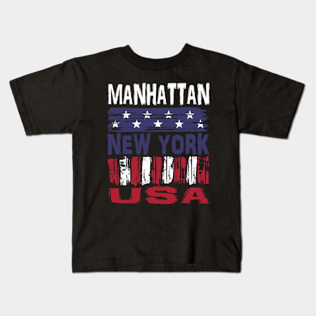 Manhattan New York USA T-Shirt Kids T-Shirt by Nerd_art